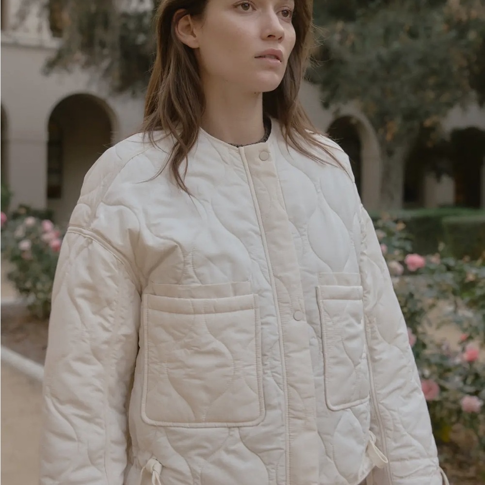 Mod Ref “Kara” Cream Modern Quilted Jacket